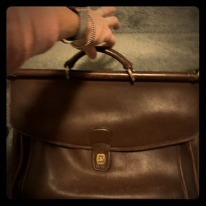 Genuine leather Coach brief case.